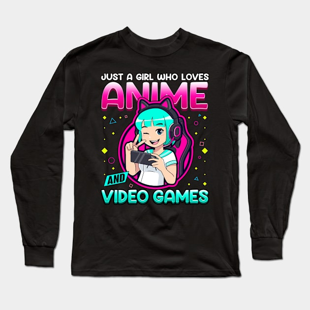 Just a girl who loves anime and video games Long Sleeve T-Shirt by snnt